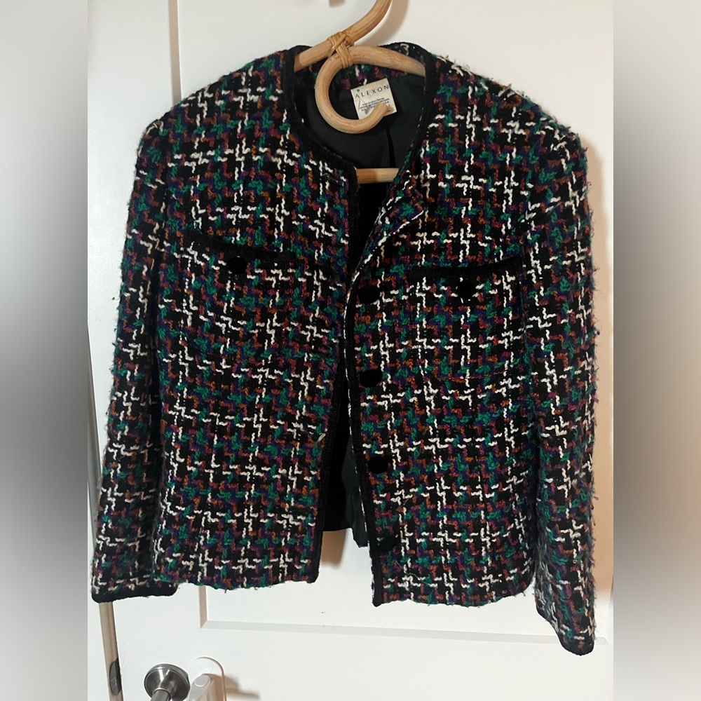 Women's Multicolor Tweed Jacket - Black Mix